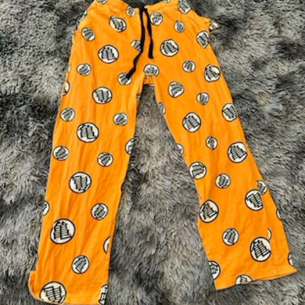 Men’s Dragonball Z Vibrant Orange Pajama Bottoms with Fun Print